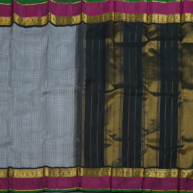 Hayagrivas Black & White Checks Saree BBD578G12-1