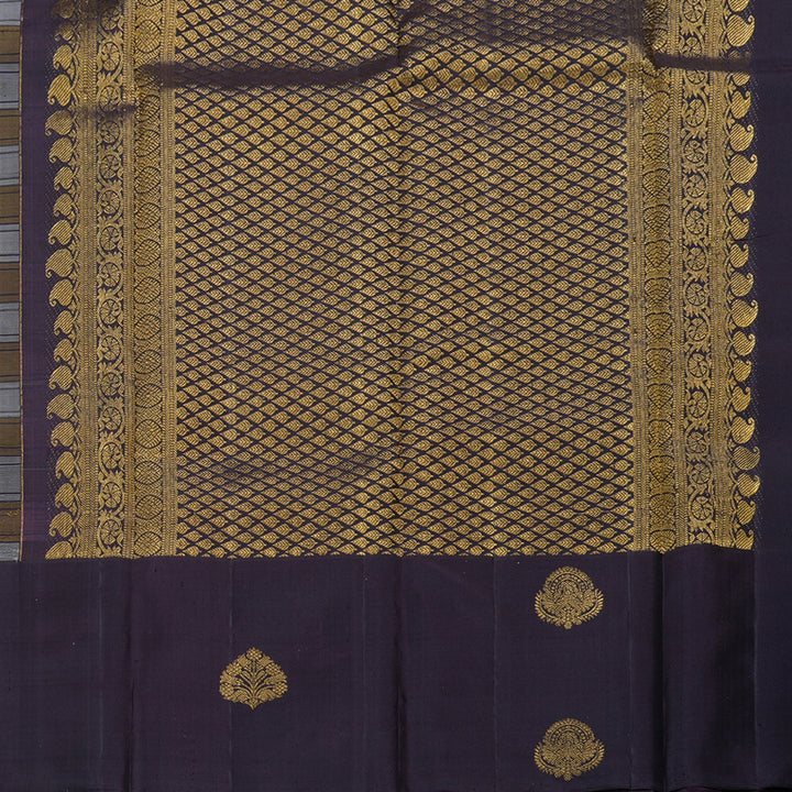 Hayagrivas Multi Color-Beige and Sampanga Coloured Kanjivaram Silk Saree with Purple Border - BBD581G4-2