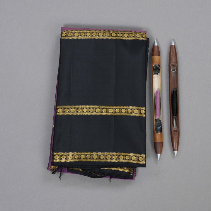 Hayagrivas Purple Handloom Kanjivaram Silk Saree with Black Border BBD584G1-1