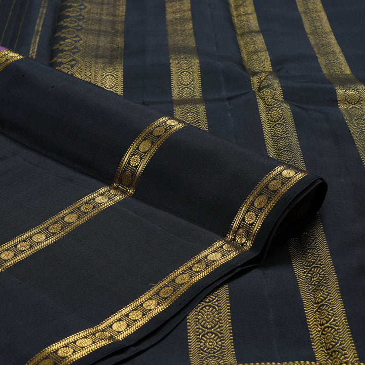 Hayagrivas Purple Handloom Kanjivaram Silk Saree with Black Border BBD584G1-1