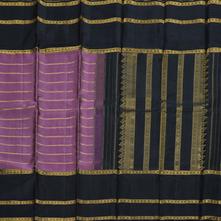 Hayagrivas Purple Handloom Kanjivaram Silk Saree with Black Border BBD584G1-1