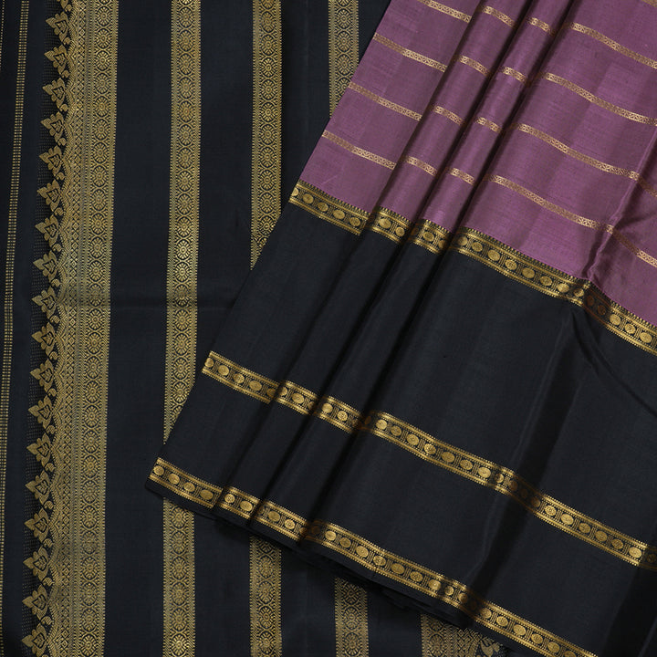 Hayagrivas Purple Handloom Kanjivaram Silk Saree with Black Border BBD584G1-1