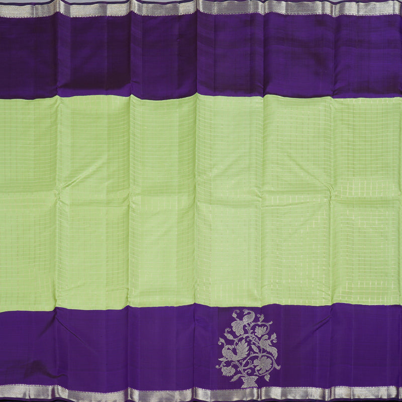 Hayagrivas Apple Green Kanjivaram Silk Saree with Purple Border - BBD585G6-1