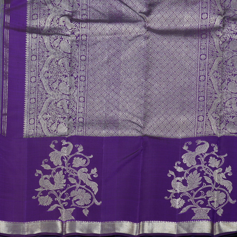 Hayagrivas Apple Green Kanjivaram Silk Saree with Purple Border - BBD585G6-1