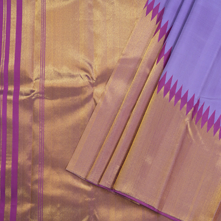 Hayagrivas Lilac Color Kanjivaram Silk Saree with Purplish Pink Border BBD586G3-1