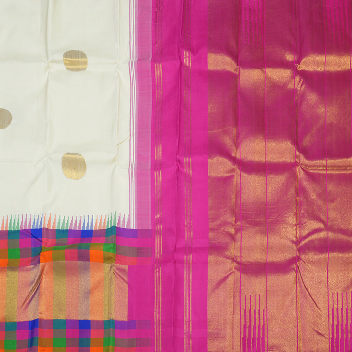 Hayagrivas Handloom Pure Kanjivaram Silk Saree in Flawless White BBD587G3-1
