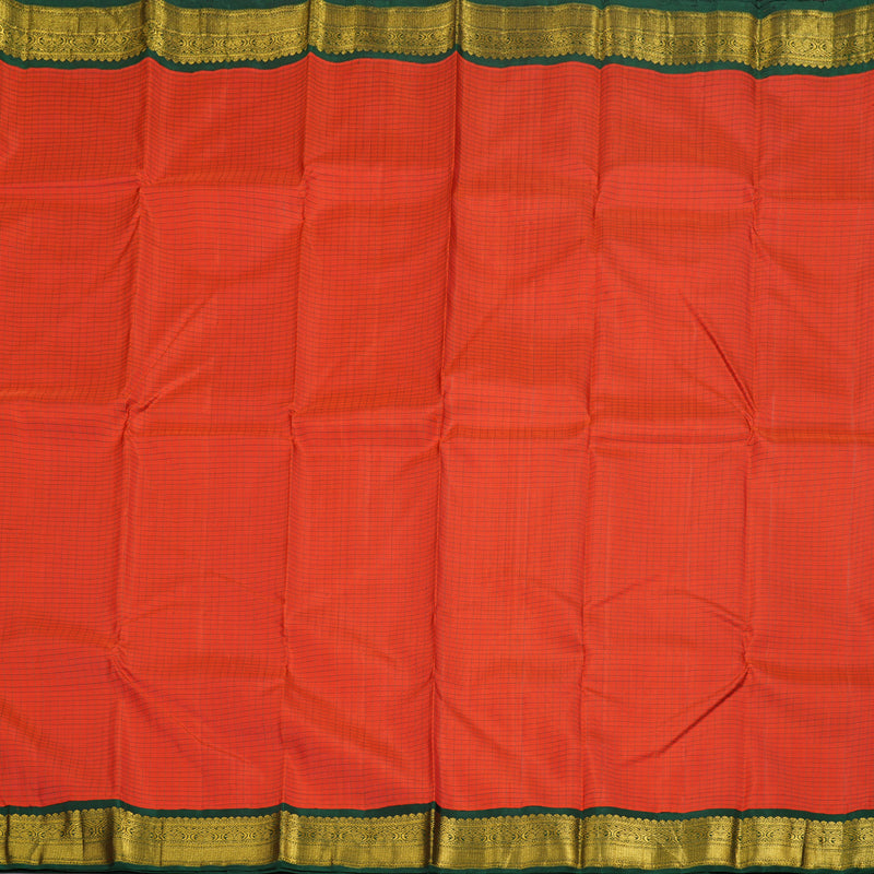 Hayagrivas Orange Kanjivaram Silk Saree with Bottle Green Border BBD588G4-1