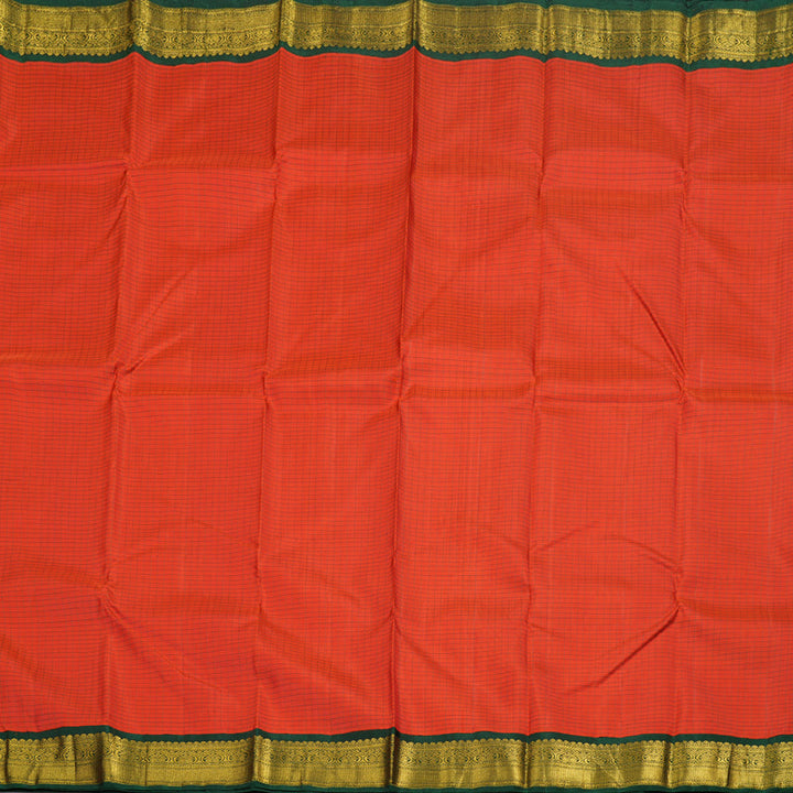 Hayagrivas Orange Kanjivaram Silk Saree with Bottle Green Border BBD588G4-1