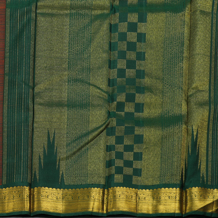 Hayagrivas Orange Kanjivaram Silk Saree with Bottle Green Border BBD588G4-1