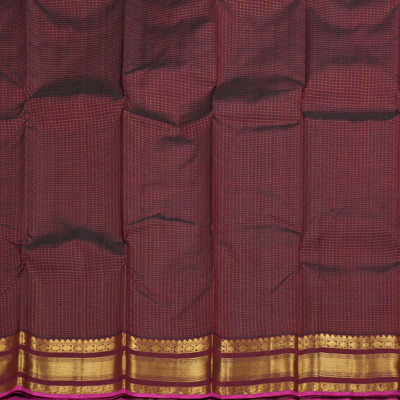 Hayagrivas Deep Maroon Kanjivaram Silk Saree with Deep Maroon With Pink Edging BBD590G10-1