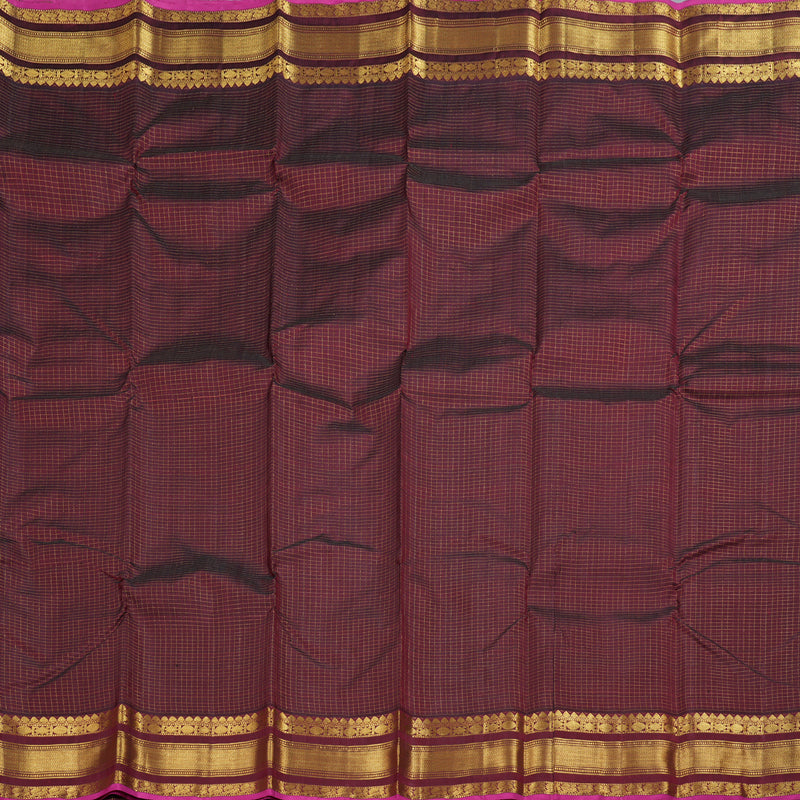 Hayagrivas Deep Maroon Kanjivaram Silk Saree with Deep Maroon With Pink Edging BBD590G10-1