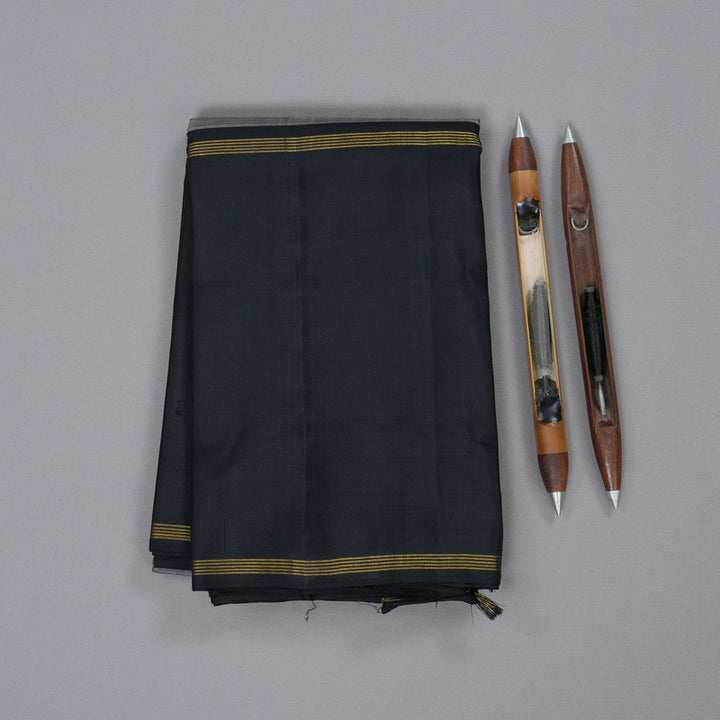 Hayagrivas Grey Handloom Kanjivaram Silk Saree with Black Border BBD590G2-1