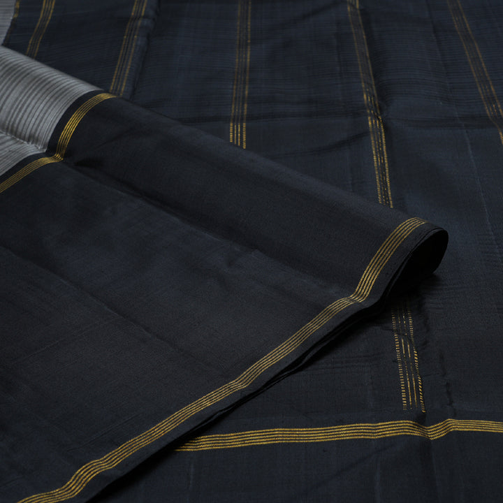 Hayagrivas Grey Handloom Kanjivaram Silk Saree with Black Border BBD590G2-1