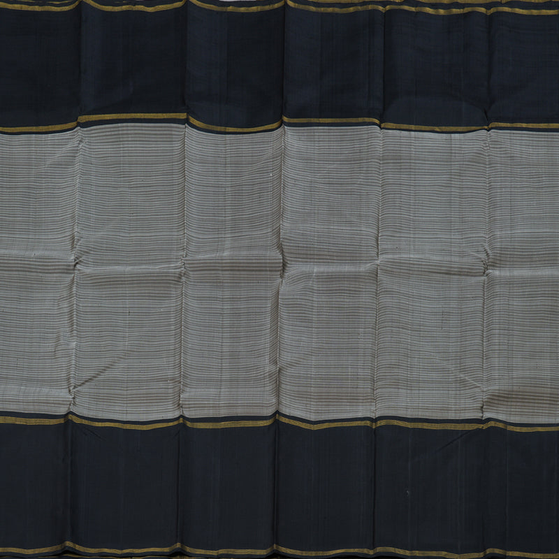 Hayagrivas Grey Handloom Kanjivaram Silk Saree with Black Border BBD590G2-1