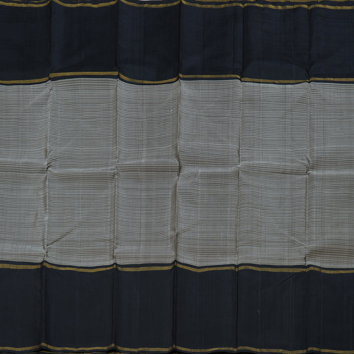 Hayagrivas Grey Handloom Kanjivaram Silk Saree with Black Border BBD590G2-1
