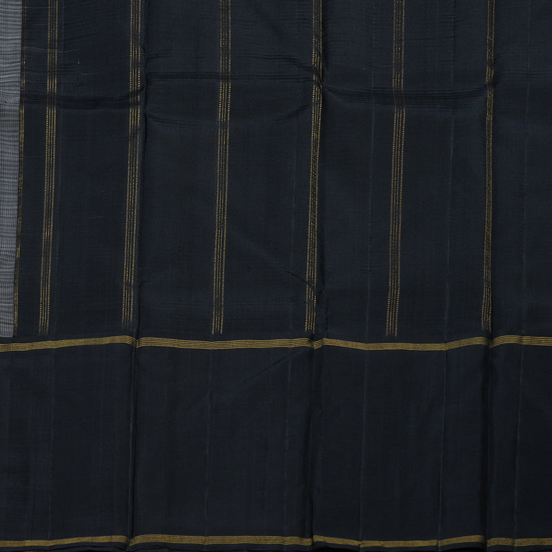 Hayagrivas Grey Handloom Kanjivaram Silk Saree with Black Border BBD590G2-1