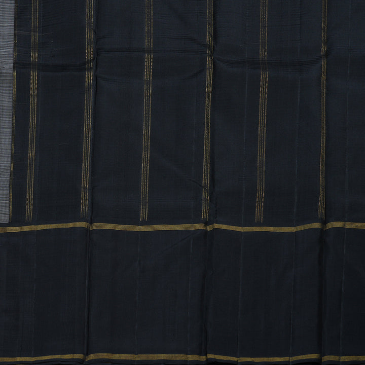 Hayagrivas Grey Handloom Kanjivaram Silk Saree with Black Border BBD590G2-1