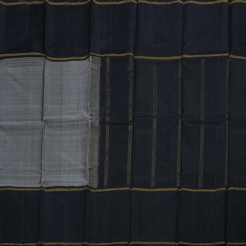 Hayagrivas Grey Handloom Kanjivaram Silk Saree with Black Border BBD590G2-1