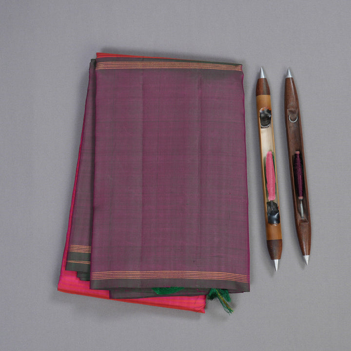 Hayagrivas Orangish Pink Handloom Kanjivaram Silk Saree with Mandhalir Border BBD590G2-2