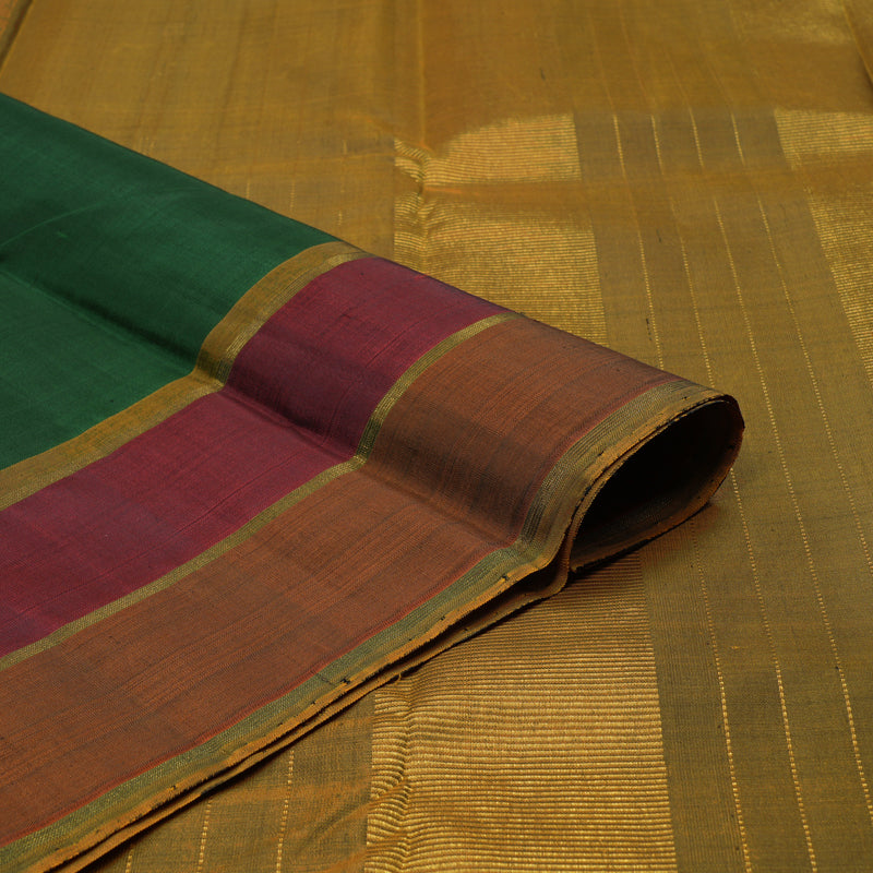 Hayagrivas Handloom Bottle Green Kanjivaram Silk Saree with Rust & Maroon Border BBD590G6-1