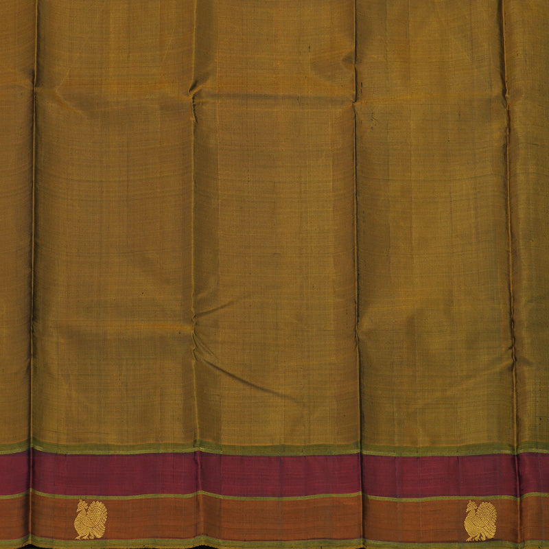 Hayagrivas Handloom Bottle Green Kanjivaram Silk Saree with Rust & Maroon Border BBD590G6-1