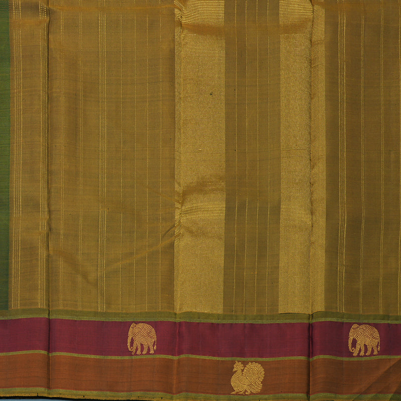 Hayagrivas Handloom Bottle Green Kanjivaram Silk Saree with Rust & Maroon Border BBD590G6-1