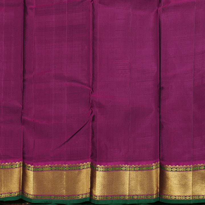 Hayagrivas Bottle Green Kanjivaram Silk Saree with Purple Border BBD590G7-1