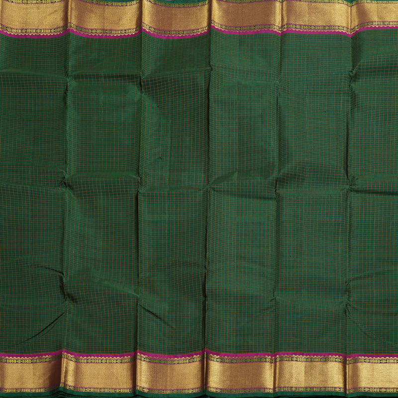 Hayagrivas Bottle Green Kanjivaram Silk Saree with Purple Border BBD590G7-1