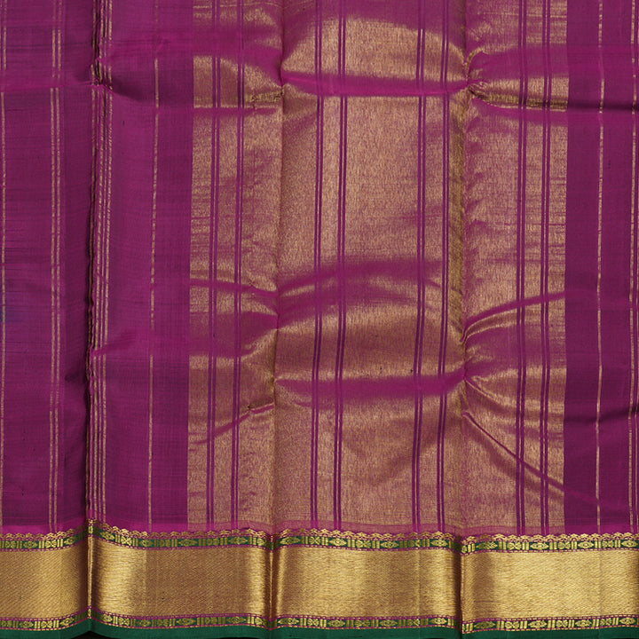 Hayagrivas Bottle Green Kanjivaram Silk Saree with Purple Border BBD590G7-1