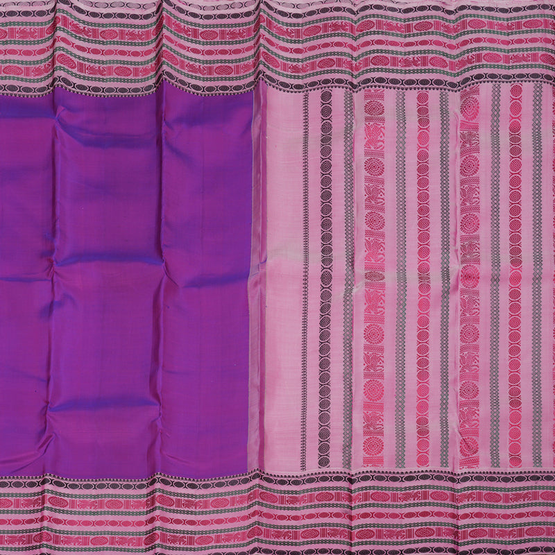 Hayagrivas Purple Kanjivaram Silk Saree with Onion Pink Border BBD590G9-1