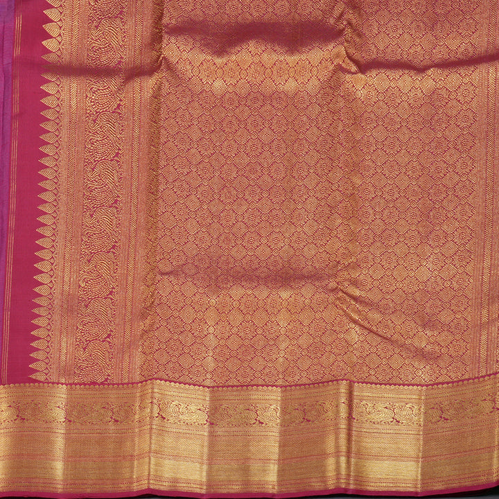 Hayagrivas Dark Lavender Kanjivaram Silk Saree with Maroon Border BBD595G4-1