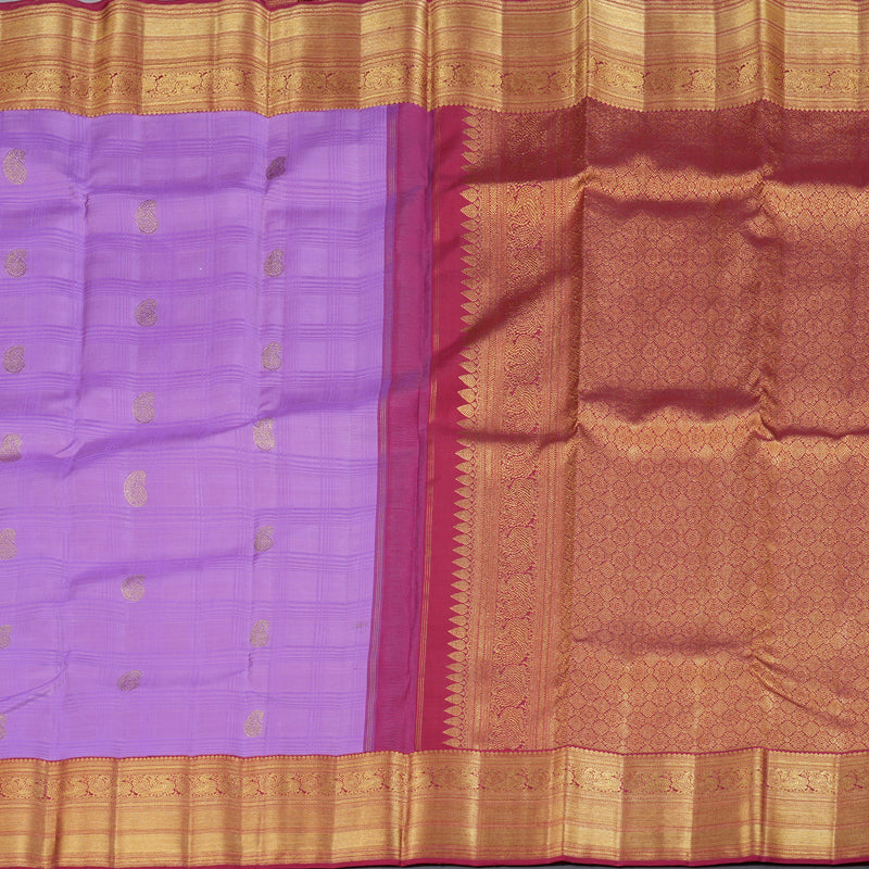 Hayagrivas Dark Lavender Kanjivaram Silk Saree with Maroon Border BBD595G4-1