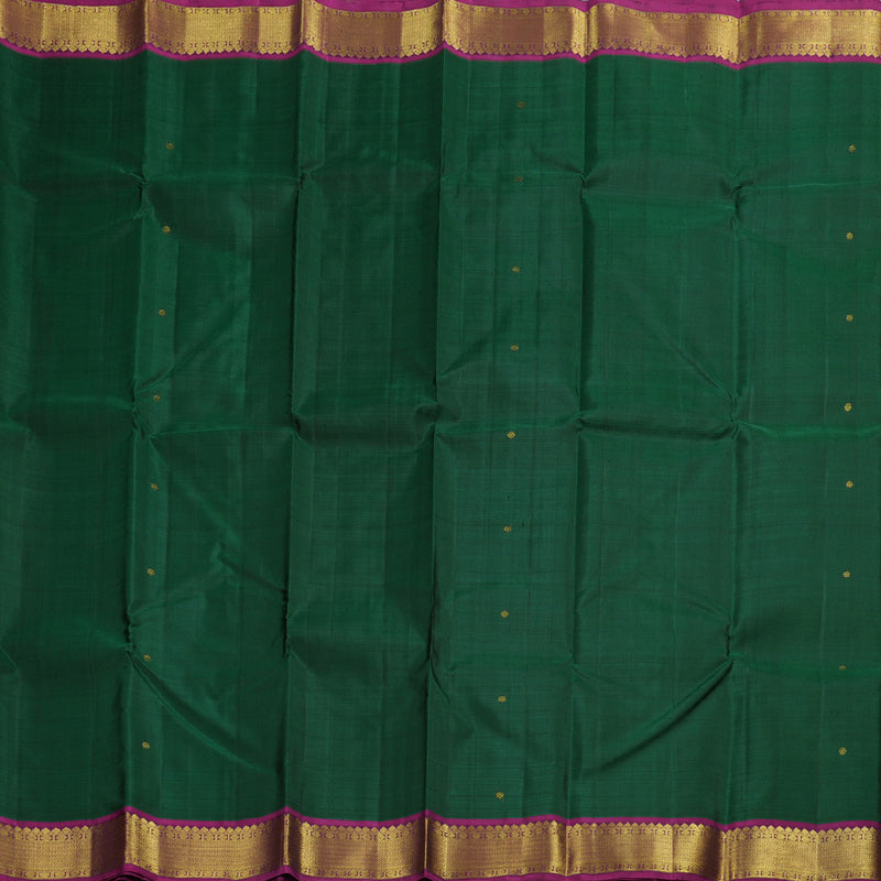 Hayagrivas Bottle Green Kanjivaram Silk Saree with Magenta Pink Border BBD596G12-1