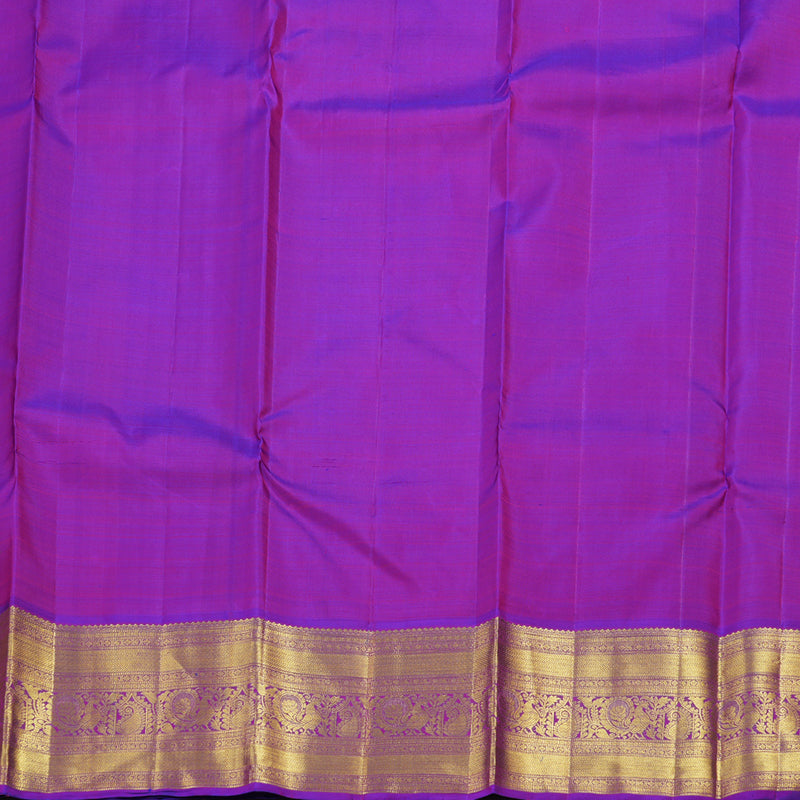 Hayagrivas Handloom Yellow Kanjivaram Silk Saree with Purple Border BBD596G2-4