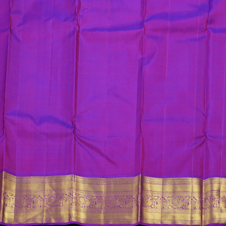 Hayagrivas Handloom Yellow Kanjivaram Silk Saree with Purple Border BBD596G2-4