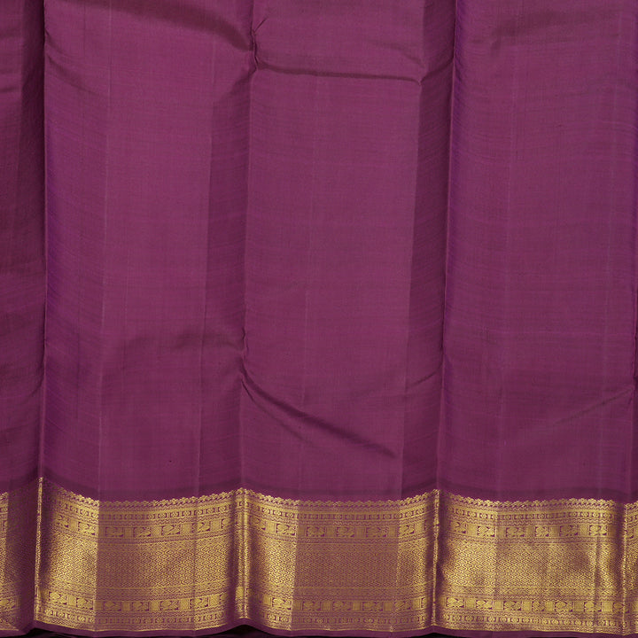 Hayagrivas Yellow Kanjivaram Silk Saree with Dark Purple Border BBD596G2-6