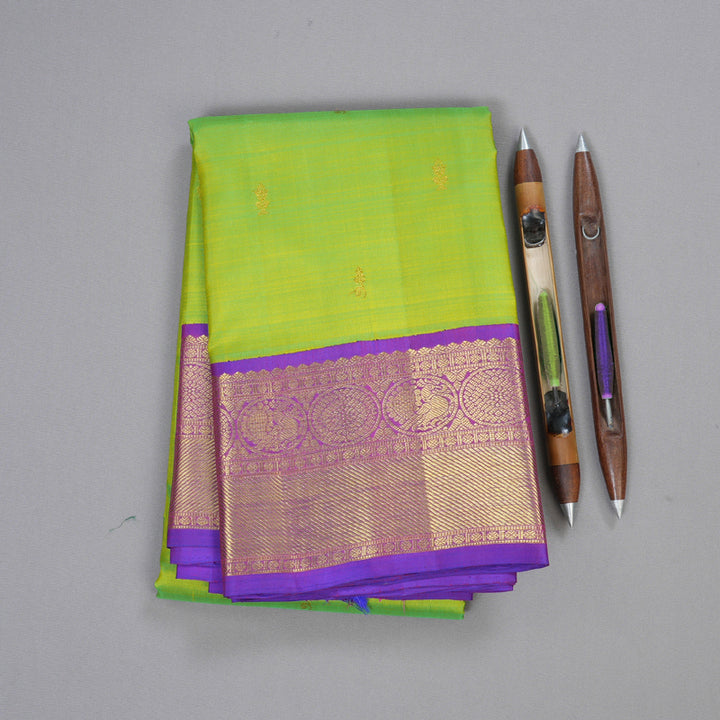 Hayagrivas Handloom Fluorescent With Purple Kanjivaram Silk Saree BBD596G3-1