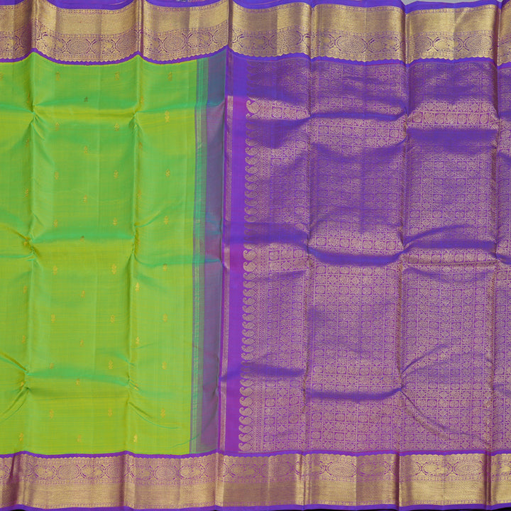 Hayagrivas Handloom Fluorescent With Purple Kanjivaram Silk Saree BBD596G3-1