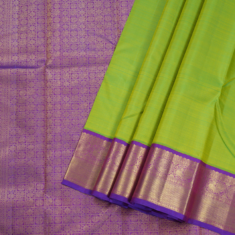 Hayagrivas Handloom Fluorescent With Purple Kanjivaram Silk Saree BBD596G3-1