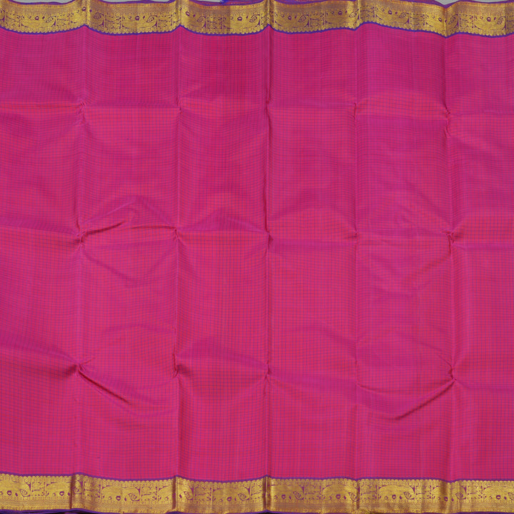 Hayagrivas Pink Handloom Kanjivaram Silk Saree with Purple Border BBD596G7-1