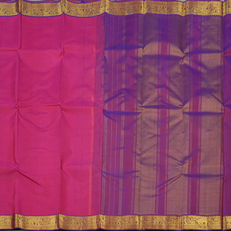 Hayagrivas Pink Handloom Kanjivaram Silk Saree with Purple Border BBD596G7-1