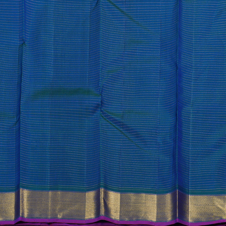 Hayagrivas Peacock Blue Kanjivaram Silk Saree with Peacock Blue Border BBD596G7-11