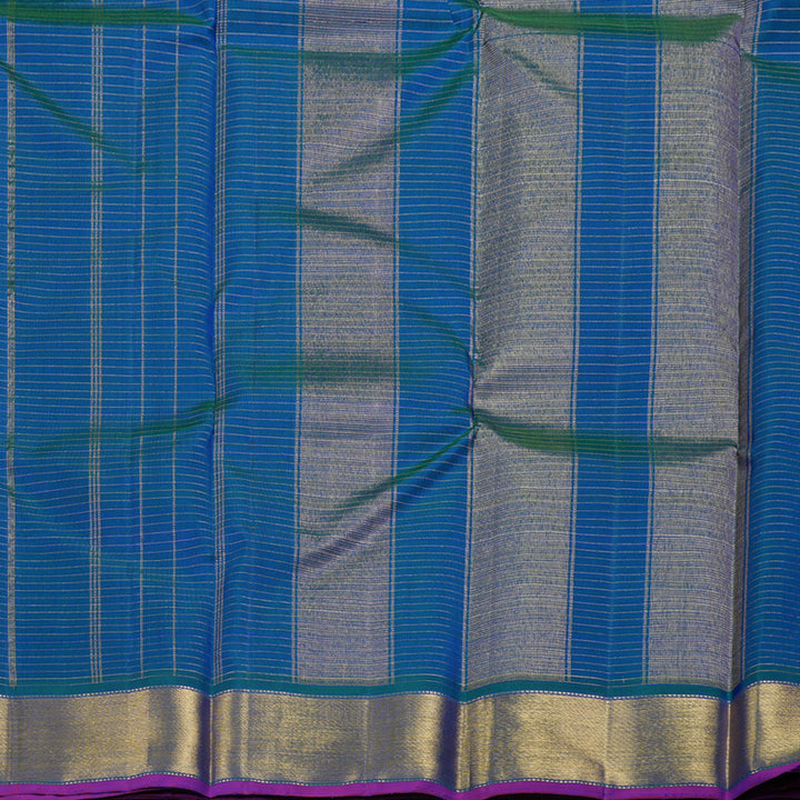 Hayagrivas Peacock Blue Kanjivaram Silk Saree with Peacock Blue Border BBD596G7-11