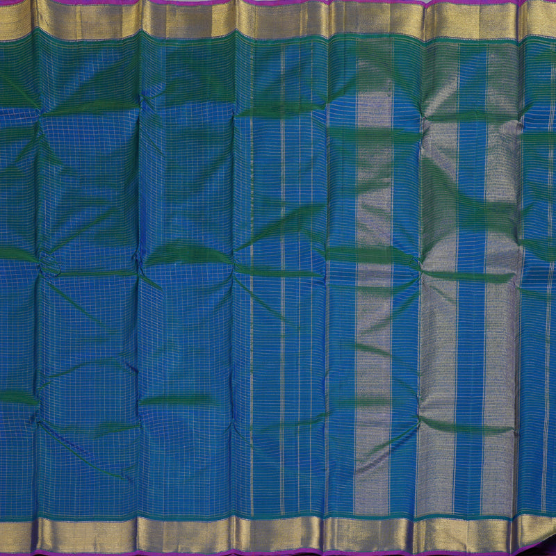 Hayagrivas Peacock Blue Kanjivaram Silk Saree with Peacock Blue Border BBD596G7-11