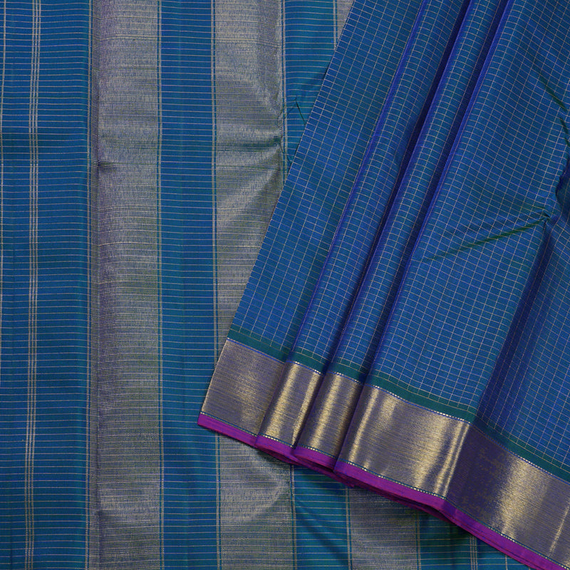 Hayagrivas Peacock Blue Kanjivaram Silk Saree with Peacock Blue Border BBD596G7-11