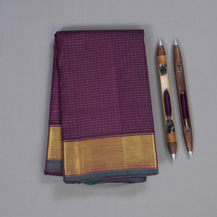 Hayagrivas Dark Purple Kanjivaram Silk Saree with Dark Purple Border BBD596G7-6