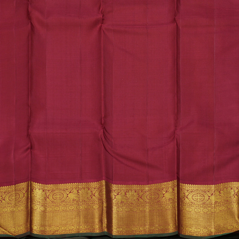 Hayagrivas Lemon Yellow Handloom Kanjivaram Silk Saree with Maroon Border BBD597G1-3