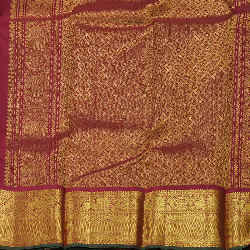 Hayagrivas Lemon Yellow Handloom Kanjivaram Silk Saree with Maroon Border BBD597G1-3