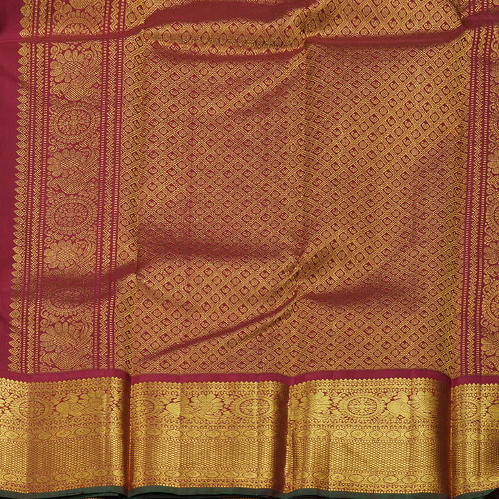 Hayagrivas Lemon Yellow Handloom Kanjivaram Silk Saree with Maroon Border BBD597G1-3