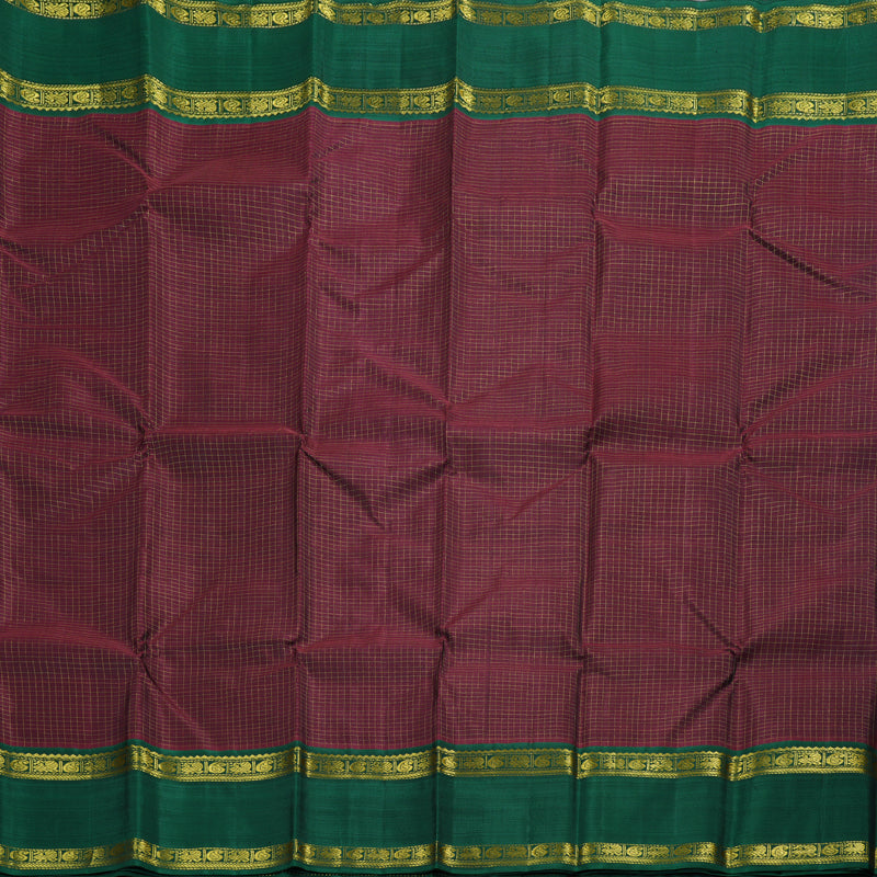 Hayagrivas Wine Maroon Kanjivaram Silk Saree with Bottle Green Border BBD597G4-3